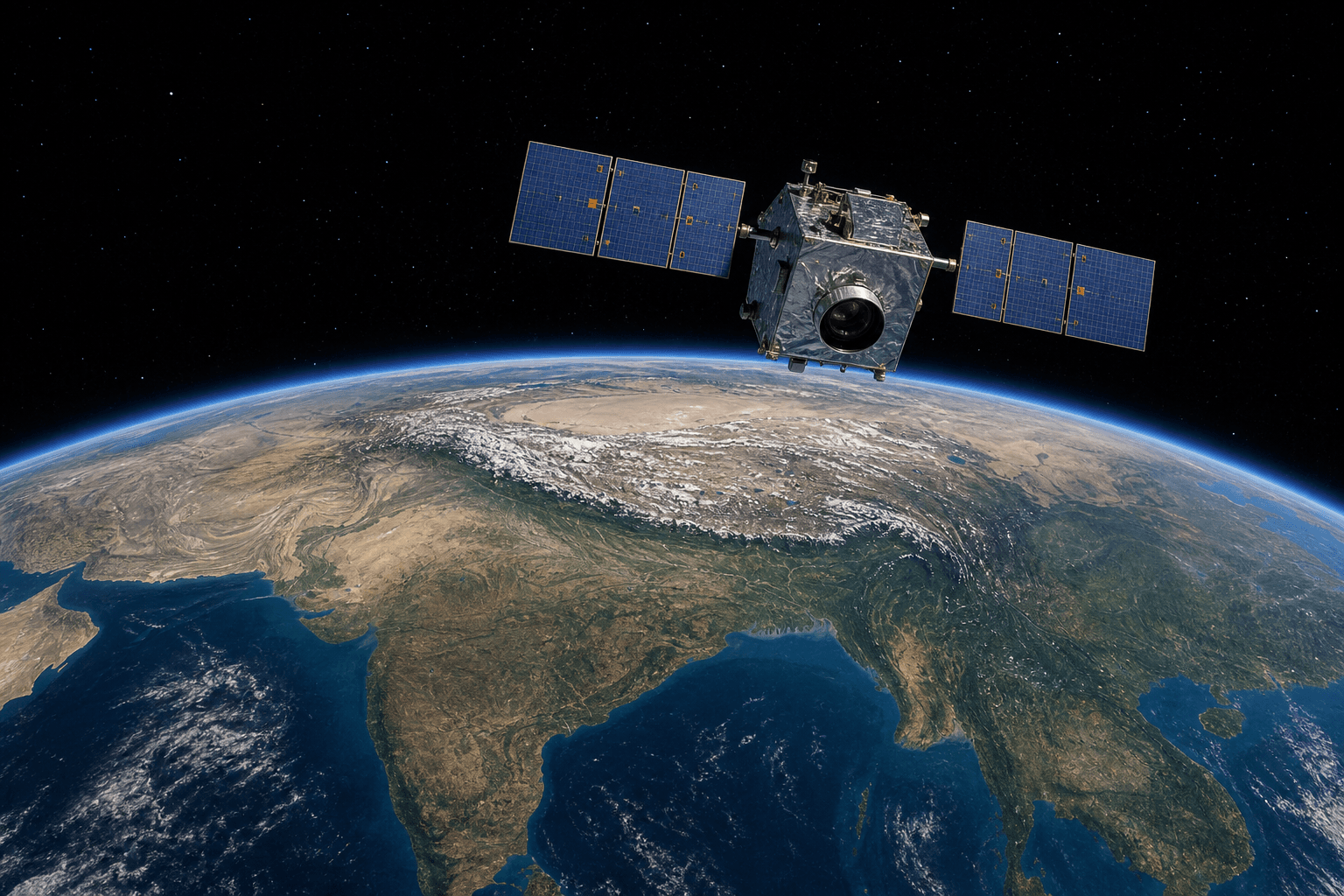 EOS-05 satellite above the Indian subcontinent